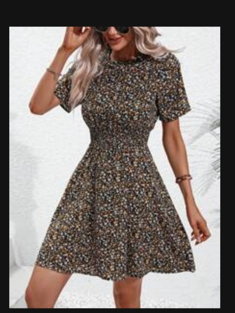 Floral Print Dress with Short Sleeves